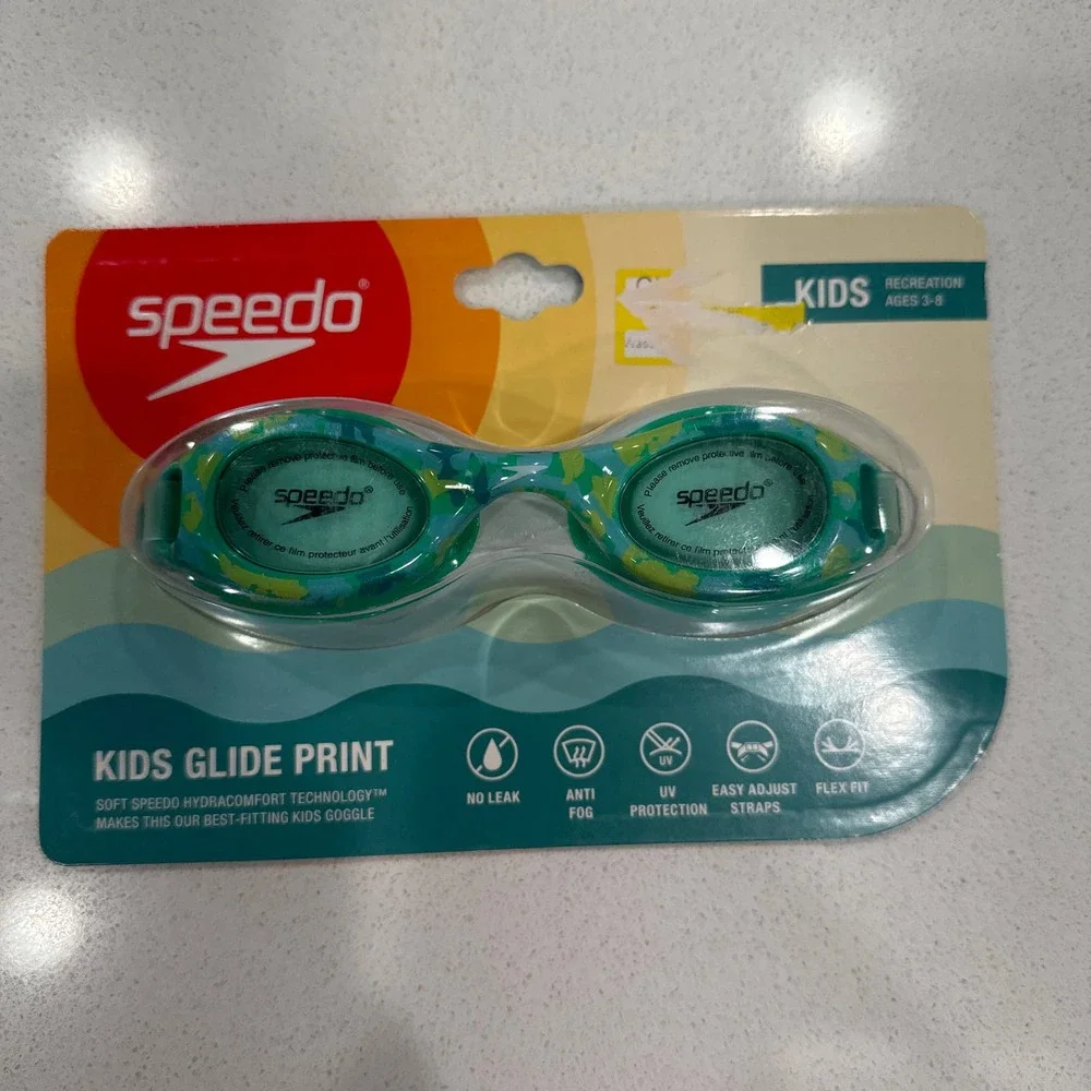 NEW Speedo Kids' Sunny Vibes Swim Goggles sz 3-8 Blue Green